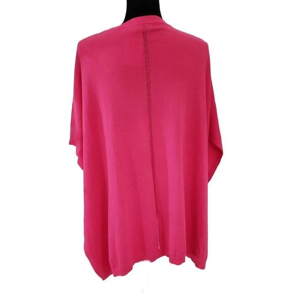 Women's Pink V-Neck Poncho - Picture 3 of 9